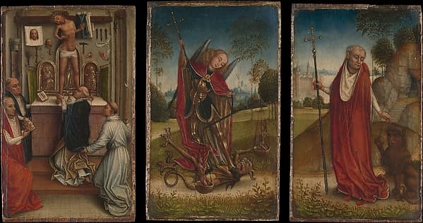 Saint Michael; The Mass of Saint Gregory; Saint Jerome, by Master of the Saint Catherine Legend