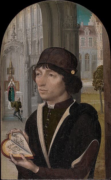 Young Man Holding a Book, by Master of the View of Saint Gudula