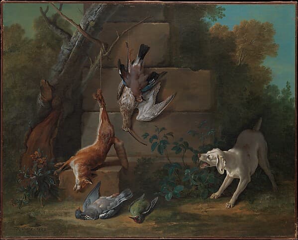 Dog Guarding Dead Game, by Jean-Baptiste Oudry