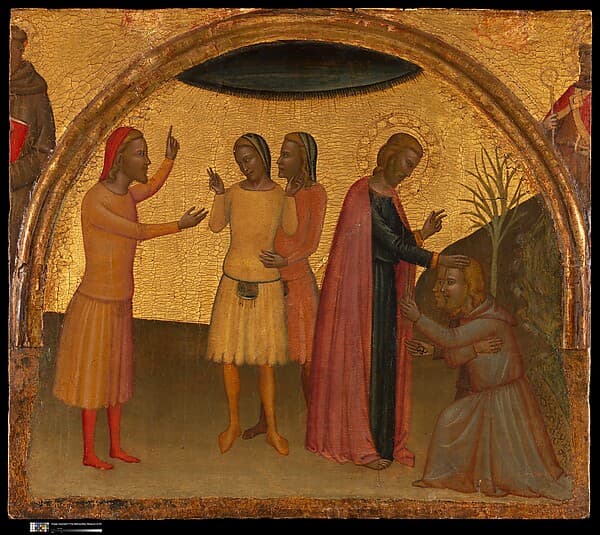 Saint John the Evangelist with Acteus and Eugenius, by Francescuccio Ghissi (Francesco di Cecco Ghissi)