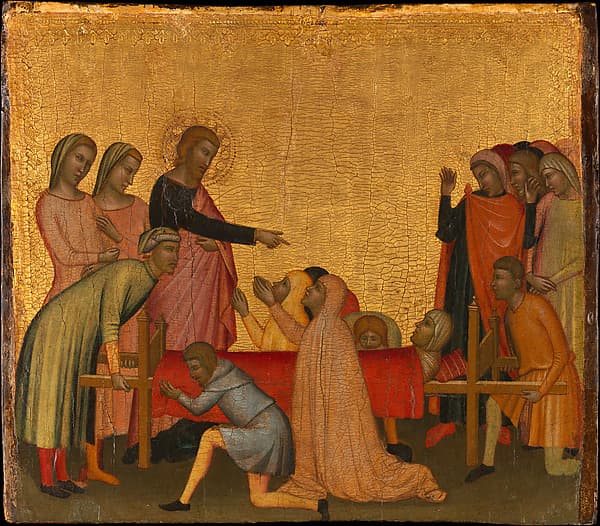 Saint John the Evangelist Raises Satheus to Life, by Francescuccio Ghissi (Francesco di Cecco Ghissi)