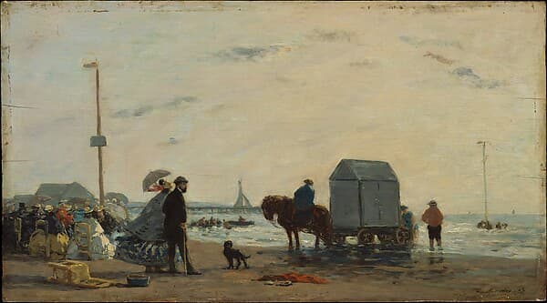 On the Beach at Trouville, by Eugène Boudin