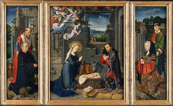 The Nativity with Donors and Saints Jerome and Leonard, by Gerard David