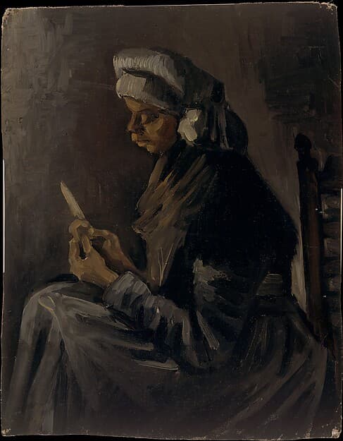 The Potato Peeler (reverse: Self-Portrait with a Straw Hat), by Vincent van Gogh