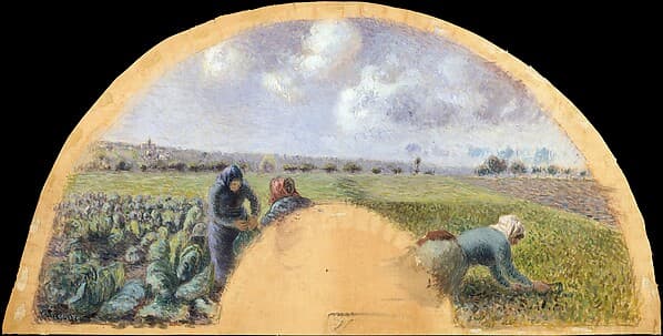 Fan Mount: The Cabbage Gatherers, by Camille Pissarro