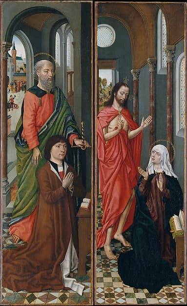 Saint Paul with a Donor; Christ Appearing to His Mother, by Master of the Saint Ursula Legend