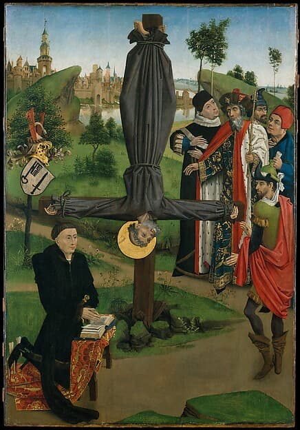 The Crucifixion of Saint Peter with a Donor; The Legend of Saint Anthony Abbot with a Donor; The Annunciation, by Northern French Painter