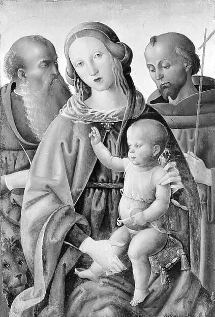Madonna and Child with Saints Jerome and Francis, by Italian (Umbrian) Painter