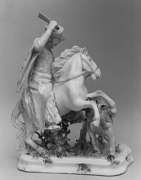 Tartar horseman attacked by a lion, by Nymphenburg Porcelain Manufactory