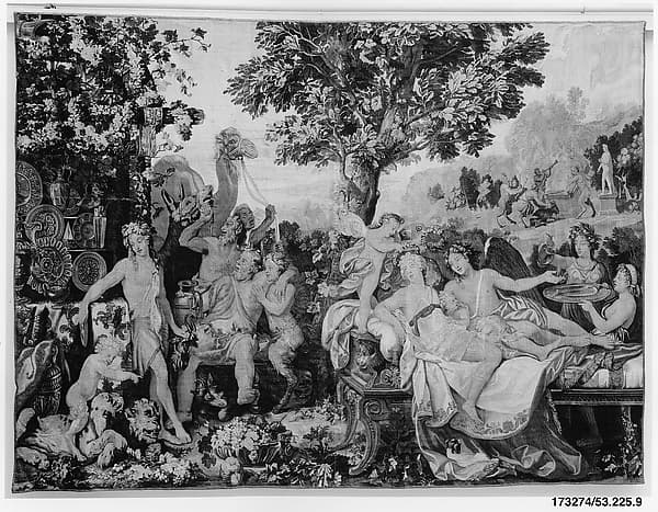 The Festival of Psyche, with Bacchus from a set of Mythological Subjects after Giulio Romano, by Giulio Romano