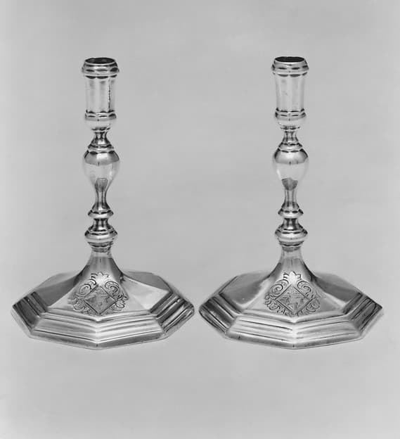 Pair of tapersticks, by Thomas Merry I