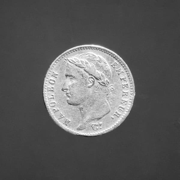 20-franc piece, Napoleon I, brockage reverse, by Jean-Pierre Droz