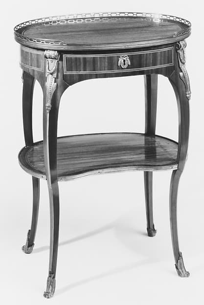 Small oval writing table (one of a pair), by Roger Vandercruse, called Lacroix