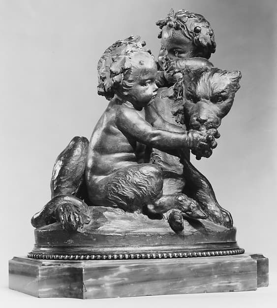 Infant and satyr child with a panther, by Louis Félix de La Rue