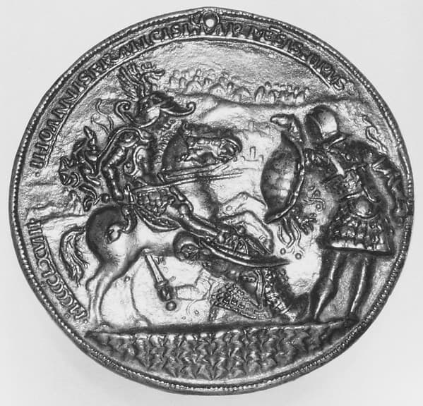 A horseman fighting two foot soldiers, by Gian Francesco Enzola