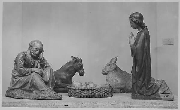 Nativity (five figures forming a presepio), by Antonio Rossellino