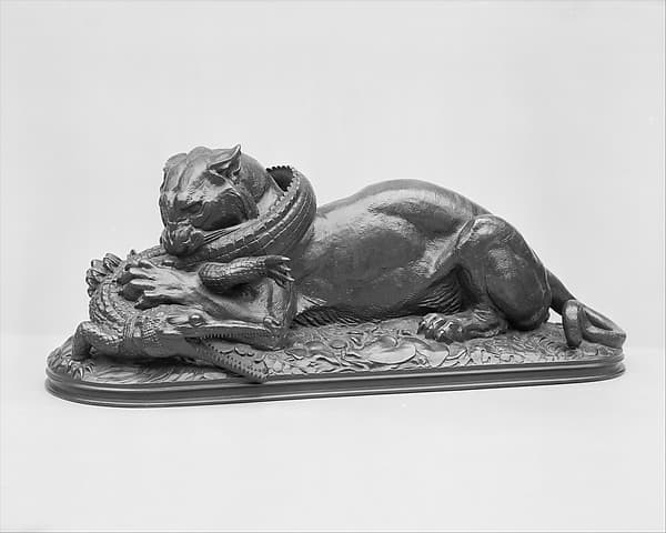Tiger Devouring a Gavial (first reduction), by Antoine-Louis Barye
