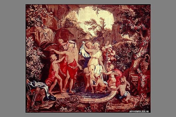 Cupid and Psyche Bathing from a set of Mythological Subjects after Giulio Romano, by Giulio Romano