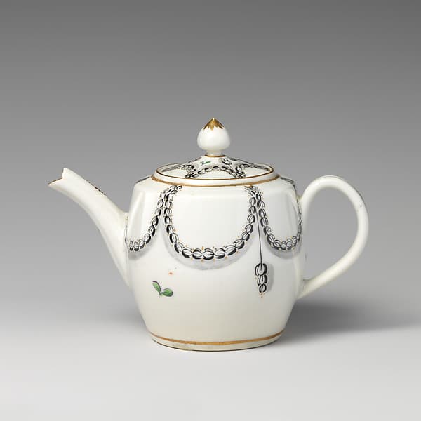 Miniature teapot (part of a service), by Caughley Factory