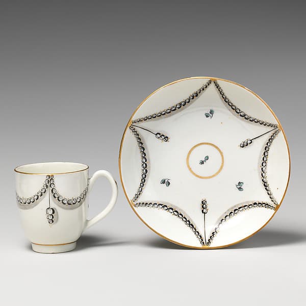 Coffee cup (part of a service), by Caughley Factory