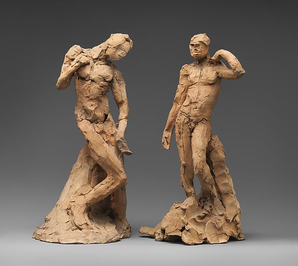 Pair of Standing Nude Male Figures Demonstrating the Principles of Contrapposto according to Michelangelo and Phidias, by Auguste Rodin