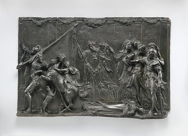 Saint Daniel of Padua dragged by a horse before the Roman governor of Padua, by Francesco Bertos