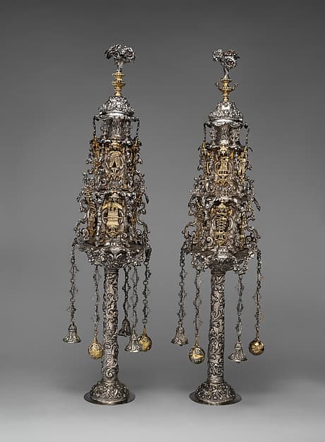 Pair of Torah finials (rimonim), by Andrea Zambelli "L'Honnesta"