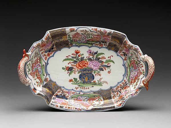 Tray with vase of flowers, by Vienna
