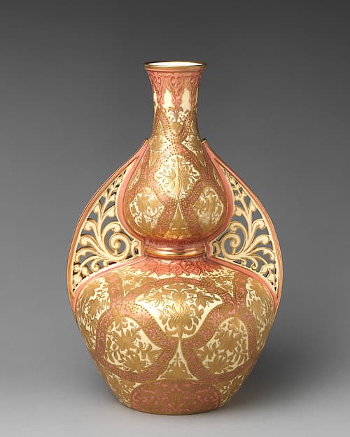 Islamic-style jar with pierced handles, by Crown Derby
