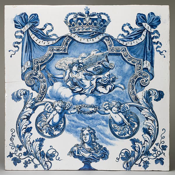 Tile with a bust of William III (1650–1702), by Adrianus Kocx