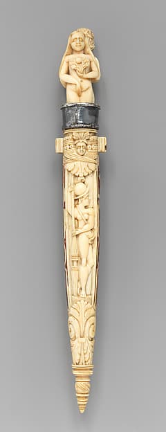 Wedding knife, fork and sheath, by Ephraim How