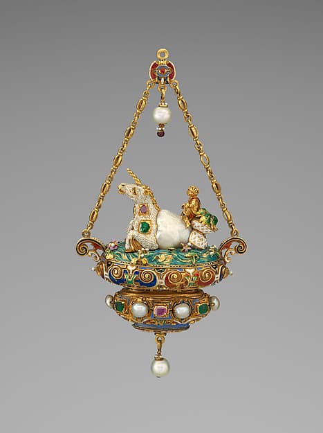 Pendant with a Triton Riding a Unicorn-like Sea Creature, by Reinhold Vasters