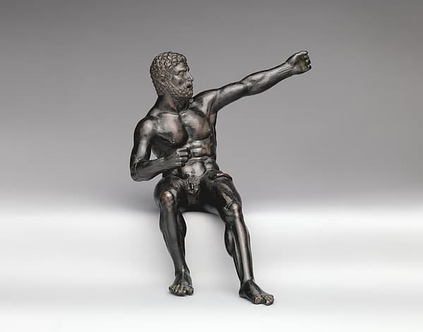 Seated Hercules in the act of shooting at the stymphalian birds, by Vittore Gambello
