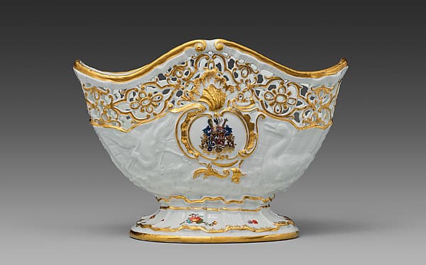 Wine bottle stand (one of a pair) (part of a service), by Meissen Manufactory