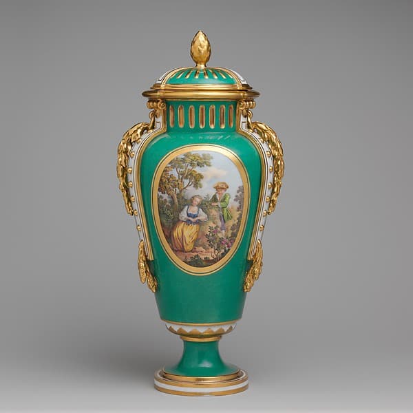 Vase with cover (vase à bandes) (one of a pair), by Sèvres Manufactory