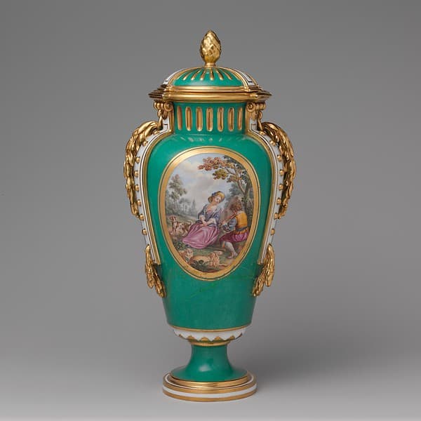 Vase with cover (vase à bandes) (one of a pair), by Sèvres Manufactory