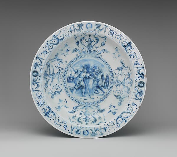 Dish depicting The Death of Saul, by Medici Porcelain Manufactory