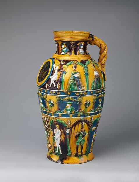 Jug with portraits of Emperor Charles V (1500–1558) and Johann Friedrich the Magnanimous (1503–1554), elector of Saxony, by Paul Preuning