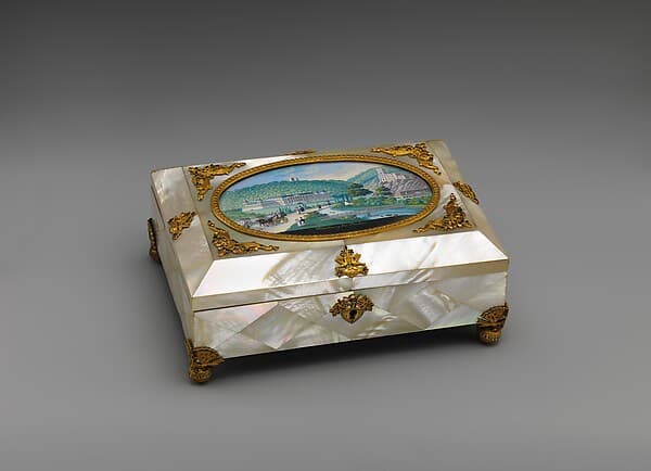 Sewing casket with view of Weilburg near Baden in Austria, by Balthasar Wigand