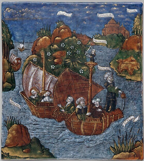 The Fleet of Aeneas Arrives in Sight of Italy (Aeneid, Book III), by Master of the Aeneid