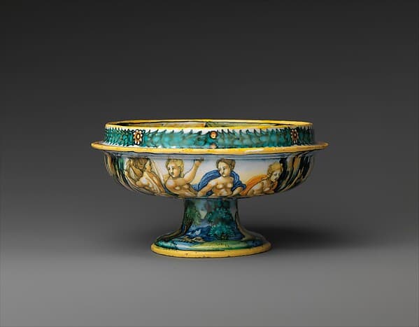 Bowl from a birth set with birth scene and Diana and Actaeon, by the "Milan Marsyas" Painter