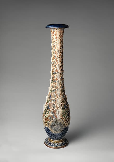 Tall vase with four roundels, by R. W. Martin and Brothers