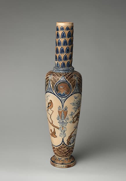Vase with birds and portrait, by R. W. Martin and Brothers