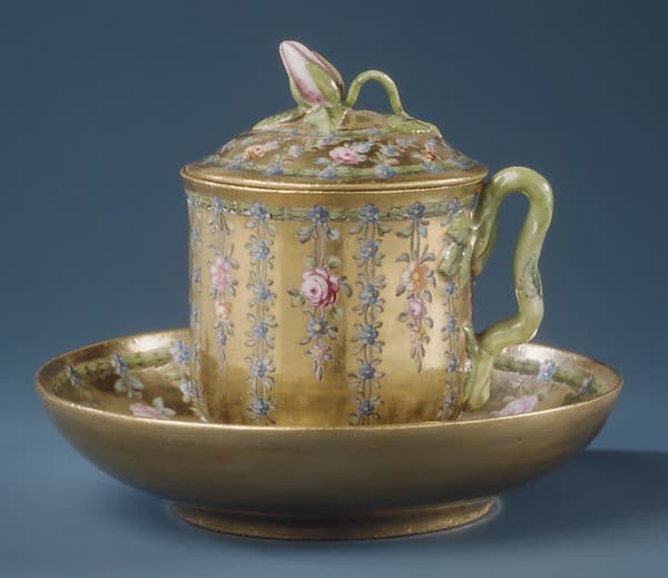 Cup with cover and saucer, by Imperial Porcelain Manufactory, St. Petersburg