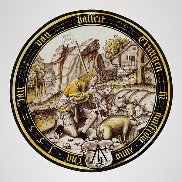 The Prodigal as a Swineherd (one of eight scenes from the story of the Prodigal Son)