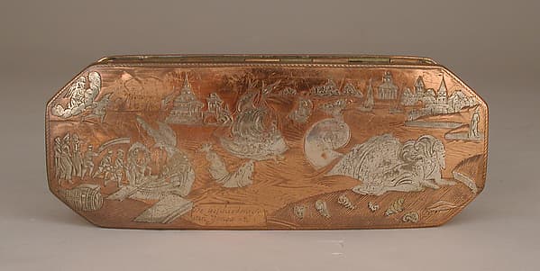 Tobacco box with scenes from life of Jonah