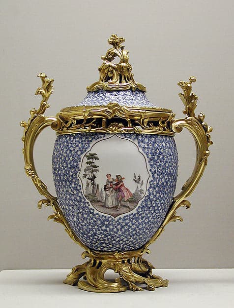 Vase with cover (one of a pair), by Meissen Manufactory