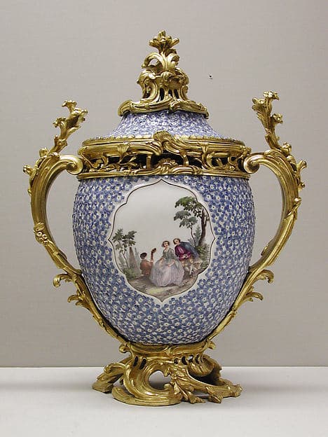 Vase with cover (one of a pair), by Meissen Manufactory