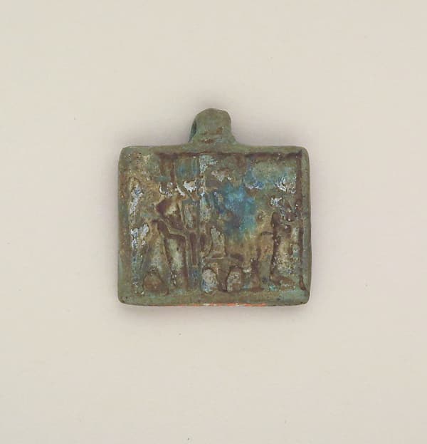 Faience amulet plaque with several deities