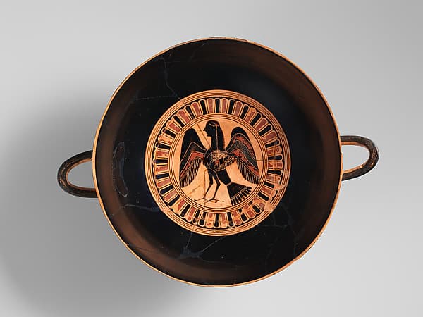 Terracotta kylix: lip-cup (drinking cup), by Nearchos